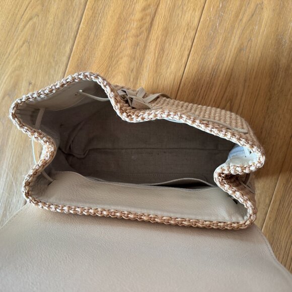 Mansur Gavriel Soft Lady pebbled leather and raffia shoulder bag handbag - Picture 8 of 9